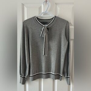 Adrianna Papell Gray and Black Sweater with Bow